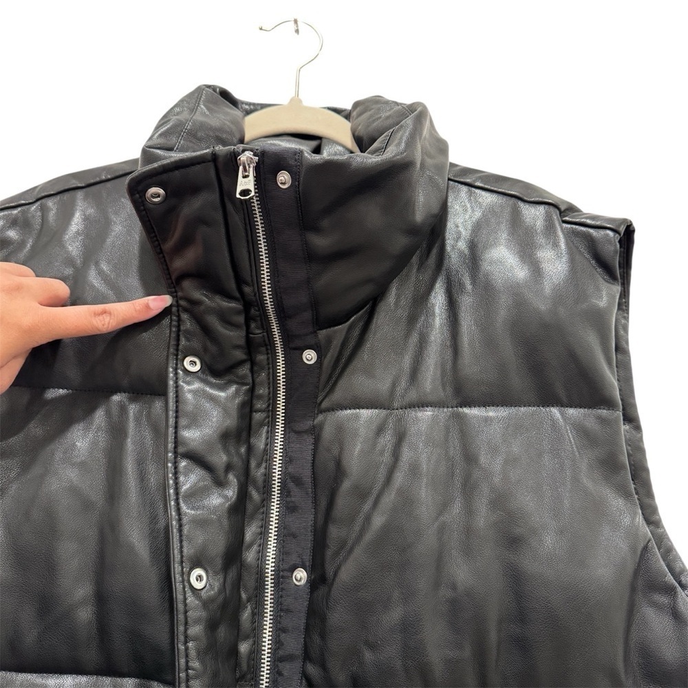 Abercrombie & Fitch Vegan Leather Puffer Vest Black Sz XL - Picture 5 of 14